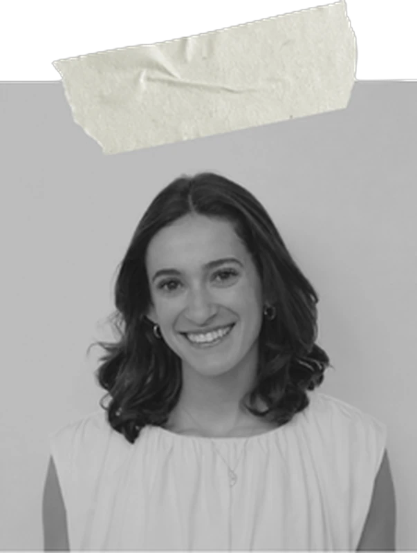 Portrait of Alissa Rogozin, taped up like a photo print